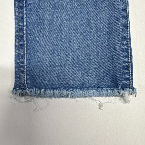 7 for all Mankind Edie Cropped Jeans Size 27 Raw Hem Straight Leg Medium Wash - Picture 5 of 11